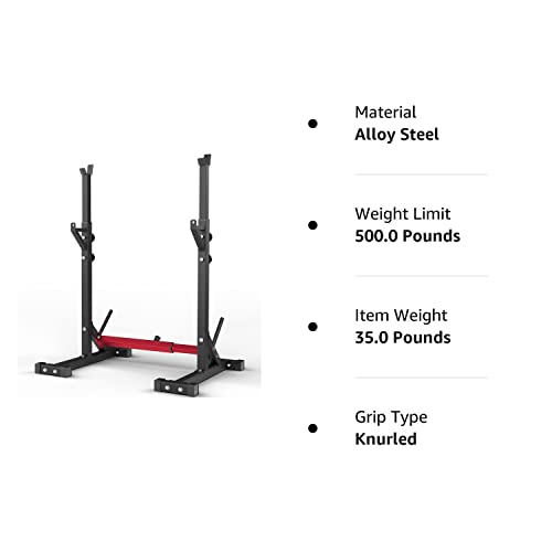Holleyweb Squat Rack Stand Adjustable Barbell Stand Rack Bench Press Rack Multi-Function Strength Weight Rack Home Gym, Red, 42 inches (A-YD11010)