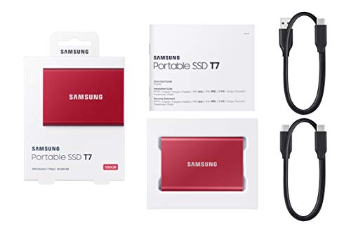 Samsung T7 Portable SSD - 500 GB - USB 3.2 Gen.2 Externe SSD Metallic Red (MU-PC500R/WW)