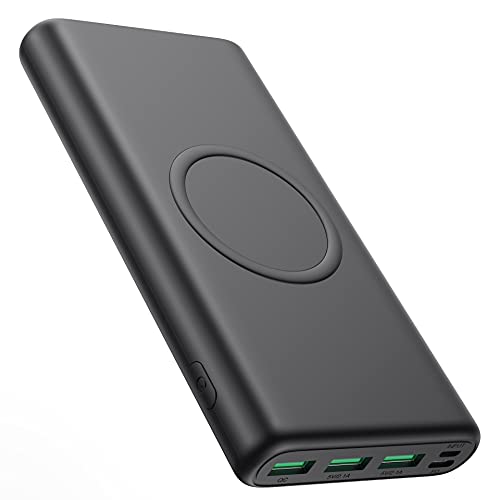 Wireless Portable Charger Power Bank, 33800mAh 15W Fast Wireless Charging 25W PD QC 4.0 USB-C Power Bank, 5 Output & Dual Input External Battery Pack Compatible with iPhone 15/14/13/12/11,Android etc