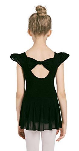 DANSHOW Ballet Leotards for Girls Long Sleeve Toddler Dance Skirt Dress,Crisscross Back,Double Hem Skirt(2142-L-09)