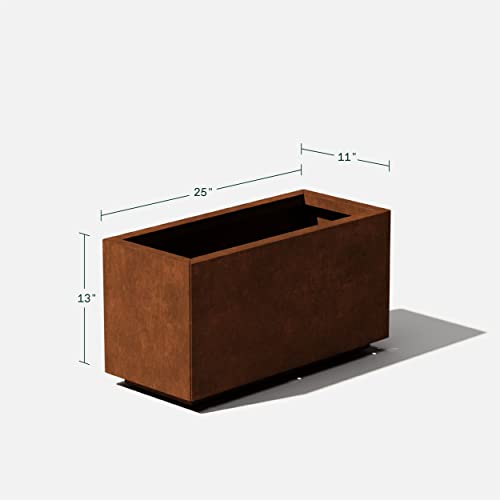 Veradek Corten Steel Series Long Box Planter - Large Rectangular Corten Steel Planter | Naturally Rusting Steel for All-Weather Use | Modern Rustic Décor for Flowers, Tall Plants, Shrubs