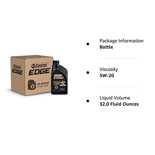 Castrol Edge High Mileage 5W-20 Advanced Full Synthetic Motor Oil, 5 Quarts