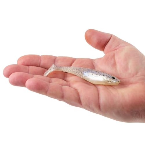 Berkley PowerBait Saltwater CullShad Fishing Bait, Chartreuse Silver Flash, 4in, Irresistible Scent and Flavor, Ideal for Bass, Redfish, Trout and More