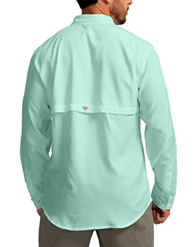 Men's Sun Protection Fishing Shirts Long Sleeve Travel Work Shirts for Men UPF50+ Button Down Shirts with Zipper Pockets(Sorbet Medium)