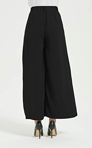 Tronjori Women High Waist Casual Wide Leg Long Palazzo Work Dress Pants Business Trousers Regular Size(XXL Long, Black)