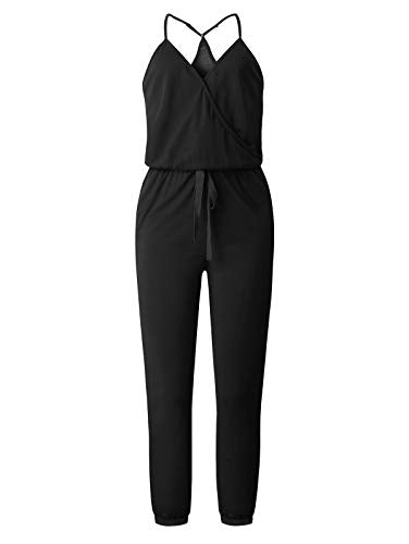 Adibosy Women V Neck Jumpsuits Overalls Strap Sleeveless Summer Casual Playsuit Rompers with Pockets Dark Gray XL