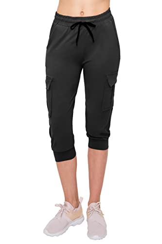 ALWAYS Women's Capri Cargo Joggers - Super Soft Ladies Capris Elastic Cargo Pants with Pockets Plaid 2026 S