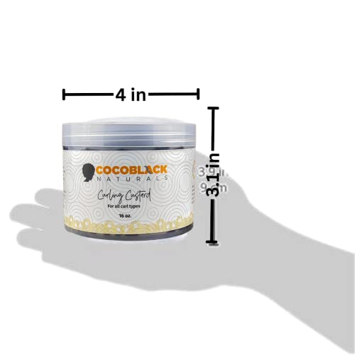 CocoBlack Naturals Curling Custard Ghana for Coily Kinky Type 4c Hair, 16 fl oz