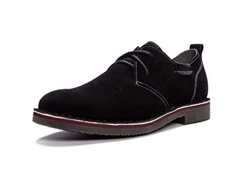 Propét Men's Finn Oxford, Plain Toe - Suede Shoes, Black, 9.5 XX-Wide US