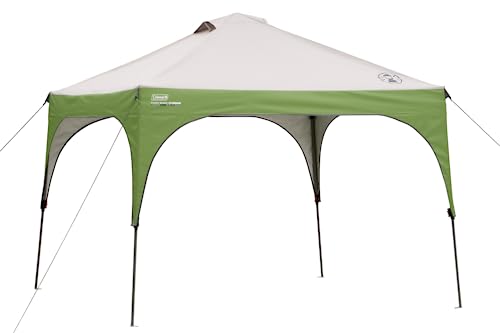 Coleman Canopy Sun Shelter Sets Up in 3 Mins, Mesh Quad Camping Chair with Cup Holder, Carry Bag; UPF 50+ Protection