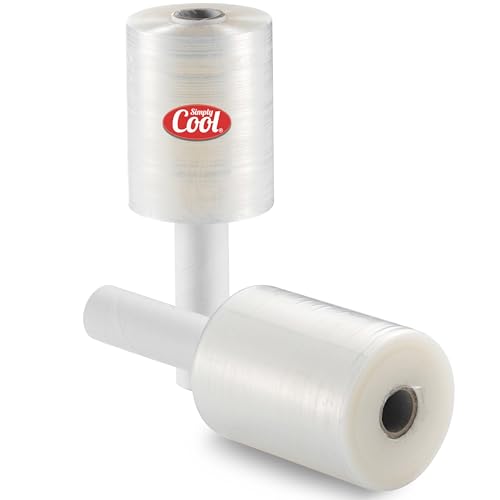 2 Pack Industrial Strength Mini Hand Stretch Wrap 5" 1000 Ft Roll 80 Gauge Thick, Shrink Wrap Roll for Moving Supplies, Furniture, Pallets, Plastic Wrap for Packing, Heavy Duty Stretch Film