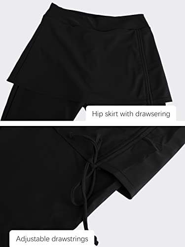 ECUPPER Womens Swim Capris Shorts Swimming Leggings Board Shorts Bathing Suit Swimwear Bottoms High Waisted Swimsuit Pants for Beach Surf Black US 4-6