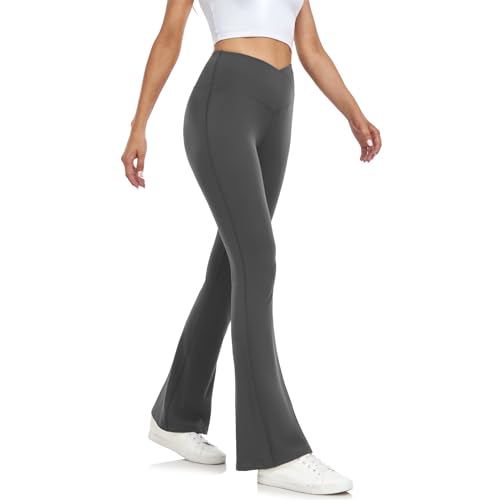 CTHH Women's Flare Yoga Pants-Crossover Flare Trousers for Women High Waisted Workout Soft Bootcut Leggings