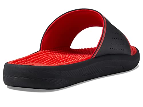 PUMA Men's Softride Massage Slide Sandal Black White-High Risk Red, 7