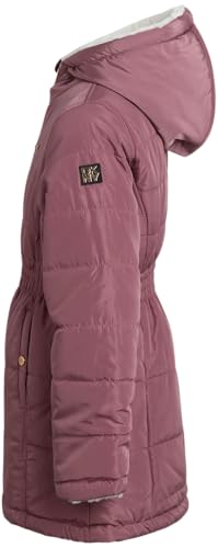 DKNY Girls’ Jacket – Reversible Heavyweight Quilted Parka Coat with Sherpa Lining – Reversible Jacket for Girls (4-16), Size 7-8, Dark Dusty Pink/Cream