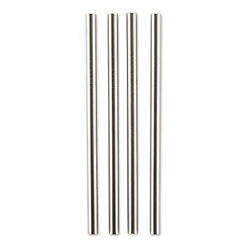 RSVP International Endurance Reusable Straws, Set of 4 - Stainless Steel, 5" | Fits Most Tumblers | Reusable | Scratch & Rust Resistance | Unbendable & Unbreakable | Dishwasher safe