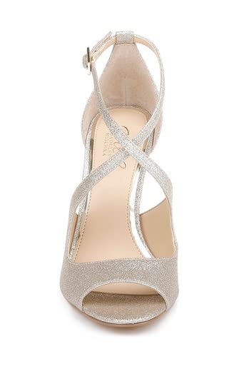 Jewel Badgley Mischka Jonna Glitter Peep Toe Pumps Silver