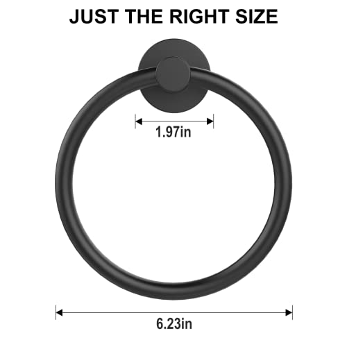 SetSail Towel Holder for Bathroom Wall Matte Black Towel Ring 304 Stainless Steel Hand Towel Holder Heavy Duty Towel Hanger for Bath, Kitchen