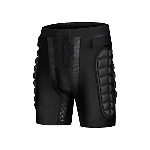 OHMOTOR 3D Padded Protective Shorts Hip Butt EVA Pad Short Pants Heavy Duty Protective Gear Guard Drop Resistance for Ski Skiing Skating Snowboard Cycling (Black, S)