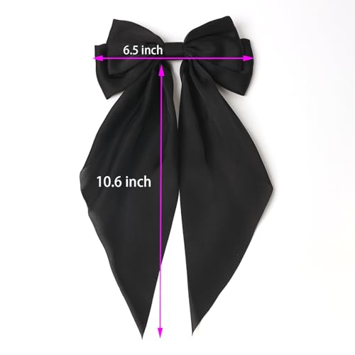Furling Pompoms Hair Bows Clips for Women,White Bows Clip for Hair Green Bows Hair Barrette Spring Clips Long Tail Alligator Clips Bow Hair Accessories 2pcs
