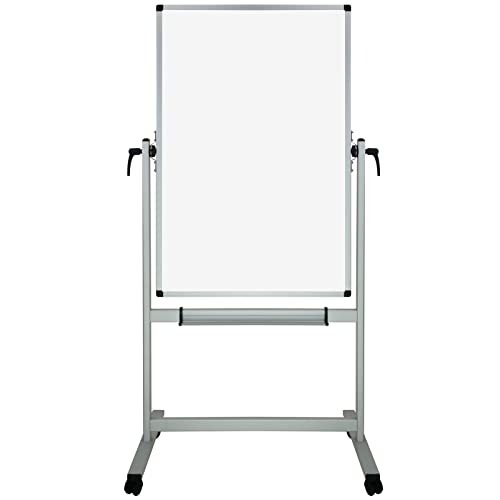 XBoard Magnetic Mobile Whiteboard, Double Sided Magnetic Dry Erase White Board on Wheels, Large Portable Easel with Stand and Aluminium Frame for Home School Office (44x30-Inch)