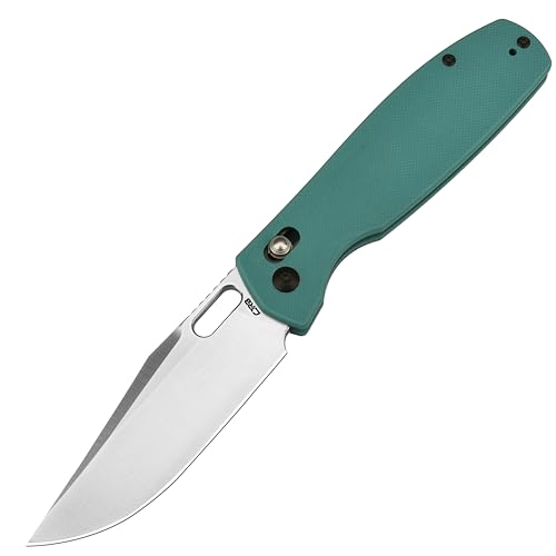 CJRB Prado Pocket Knife 3.76" AR-RPM9 Sand Polish Steel Blade G10 Handle Crossbar Lock Folding Pocket Knife for Men Outdoor Survival Camping and EDC, J1936 Aqua Green