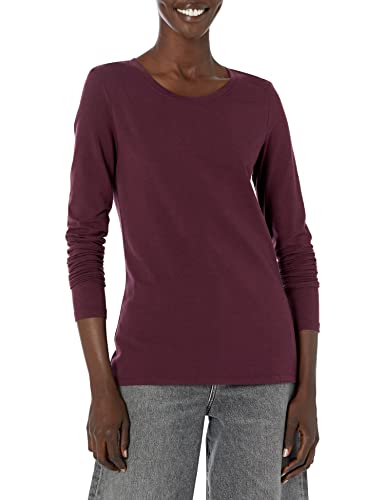 Amazon Essentials Women's Classic-Fit Long-Sleeve Crewneck T-Shirt (Available in Plus Size), Green, Small