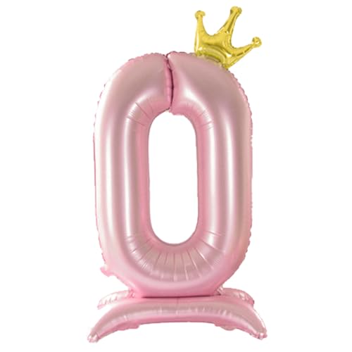 Alainzeo 42 Inch Pink Number Balloons 0-9 with Crown, Helium Aluminum Foil Big Number Balloons for Birthday, Wedding Anniversary Party, Large Number Balloon for Decorations Supplies (Pink 6)