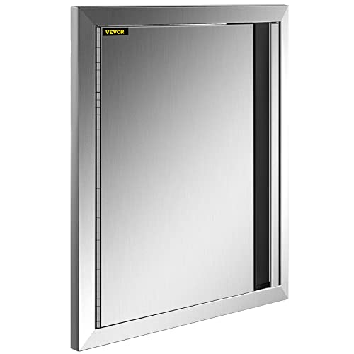 VEVOR BBQ Access Door, 31W x 24H Inch Double Outdoor Kitchen Door, Stainless Steel Flush Mount Door, Wall Vertical Door with Recessed Handles, for BBQ Island, Grilling Station, Outside Cabinet