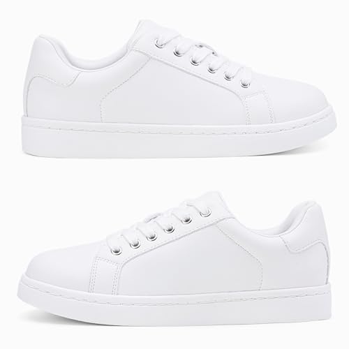 Vepose White Pink Sneakers for Women,8003L Leather Casual Tennis Sneakers,Lace Up Walking Shoes,Size 11(CJY8003L whitepink 11)