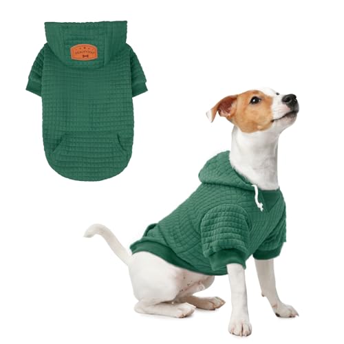 BEAUTYZOO Dog Sweaters for Large Dogs Girls Boys, Warm Winter Dog Hoodie Sweatshirt with Pocket & Leash Hole,Soft Waffle-Like Laminated Cotton Pet Clothes for Big Breeds Indoor Outdoor Cold Weather