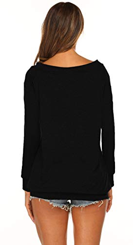 Halife Red Off the Shoulder Tops for Women Long Sleeve Loose Casual Slouchy Shirts M