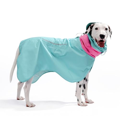 HOWGO Dog Raincoat Adjustable Pet Waterproof Windproof Jacket Dog Rain Jacket with Leash Hole for Small Medium and Large Dogs (Blue, XX-Small)