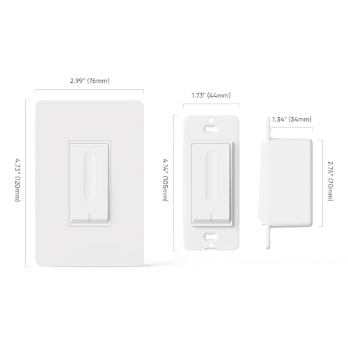 TREATLIFE 3 Way Smart Dimmer Switch 2 Pack, 2 Master 3 Way Dimmable Light Switches, 2.4GHz Smart Switch Compatible with Alexa and Google Home, Neutral Wire Needed, No Hub Required, Remote Control