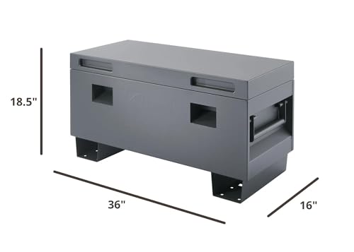 TRINITY Reinforced Steel Job Site Storage Box for Construction, Garages, Power Tools, Powder Coated Finish, 36 Inches, Gray