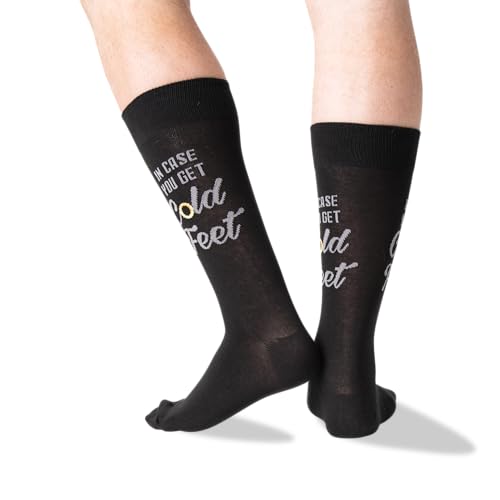 Hot Sox Men's Wedding Bliss Novelty Casual Crew Socks, cold Feet (black), Shoe Size: 10-13