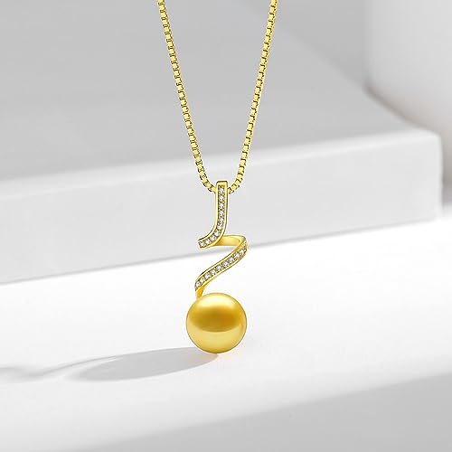 BAMIKI Pearl Pendant Necklace for Women, Handpicked Genuine Saltwater Cultured Pearls, Sterling Silver Teardrop Pendant Necklace Chain 18+2 Inch, Pearl Jewelry Gifts (11-11.5mm White Pearl