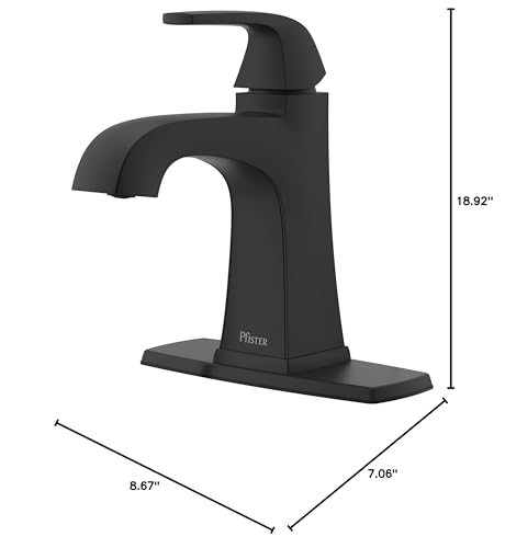 Pfister Bellance Bathroom Sink Faucet, Single Handle, Single Hole or 3-Hole, Matte Black Finish, LF042BLLB