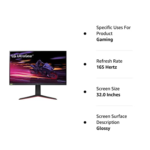 LG 32GP750-B 32 Inch QHD (2560 x 1440) IPS UltraGear Gaming Monitor with 1ms (GtG) and 165Hz Refresh Rate, NVIDIA G-SYNC Compatible with AMD FreeSync Premium, Tilt/Height/Pivot Adjustable - Black