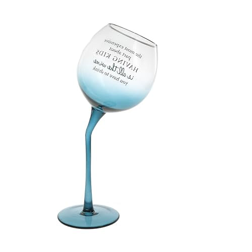 Pavilion - All The Wine You Have To Drink - 11 Oz Tipsy Stemmed Ombre Teal Wine Glass Unique Novelty Gag Gift Funny Mom Dad Humor Parenting Present