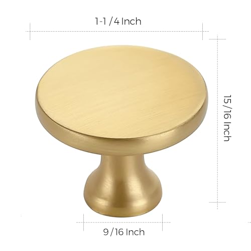 Ravinte 5 Pack Solid Metal Knobs Dresser Drawer Knobs Gold Cabinet Hardware Round Cabinet Door Knobs Drawer Knobs Kitchen Cabinet Knobs Brushed Brass Drawer Pulls