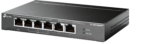 TP-Link TL-SG1006PP | 5 Port PoE Switch | 3 PoE+ and 1 PoE++ Ports @64W, w/ 2 Uplink Gigabit Ports | Sturdy Metal | Plug & Play | Extend Mode | PoE Auto Recovery | QoS & IGMP