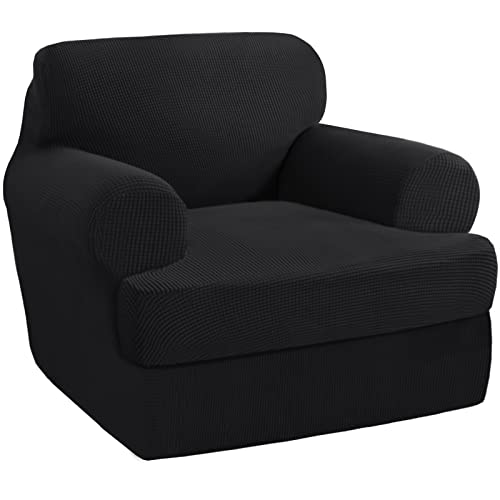 PrinceDeco T Cushion Sofa Slipcover 3 Pieces Sofa Covers for T Cushion Sofa Soft Couch Cover Sofa Slip Covers Furniture Covers with 2 Individual T Cushion Shape Seat Covers Machine Washable, Taupe