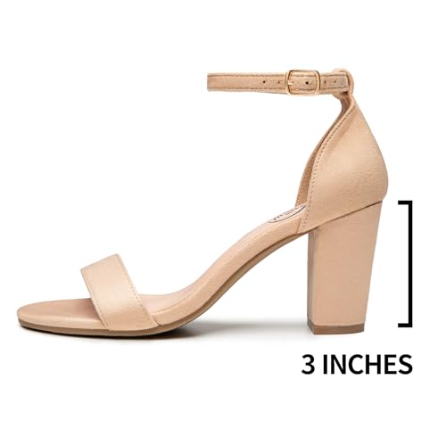 Trary Women's Ankle Strap and Adjustable Buckle Chunky Pump Heel Sandals Size: 6