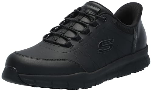 Skechers Men's Hands Free Slip Ins Nampa-Knotly Bungee Athletic SR Food Service Shoe, Black, 10