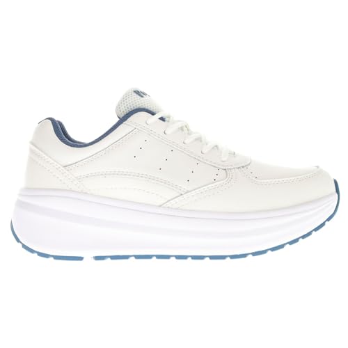 Propét Women's Ultima Leather Orthotic Athletic Shoes White/Denim 7.5 Wide US