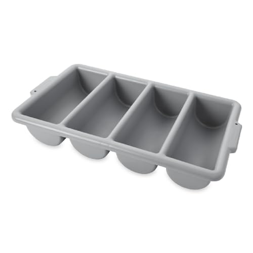 Rubbermaid Commercial Products 4-Compartment Plastic Cutlery Bin, 2lb Capacity, Gray, Supplies for Restauran/Kitchen Use