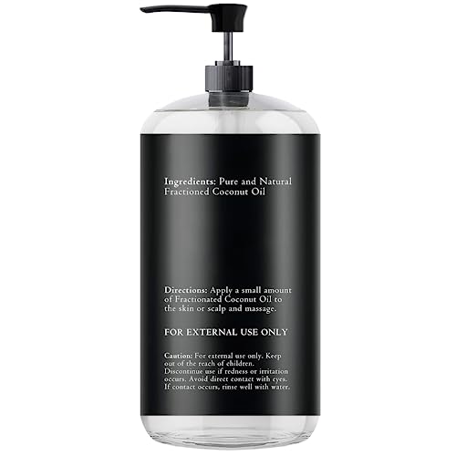 Essentially KateS Fractionated Coconut Oil 16.9 Fl Oz (500ML) - Body Oil, Massage Oil, Hair Oil, Nail Oil, and Carrier Oil for Essential Oils, No Scent