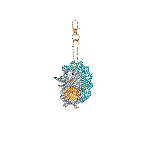 4 Pcs/Set 5D Full Drill Rhinestone Mosaic Making Kit Diamond Painting Keychain for DIY Craft Key Ring Bag Decor (Animal)