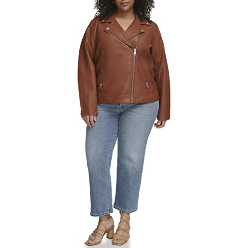 Levi's Women's Faux Leather Classic Asymmetrical Motorcycle Jacket (Standard & Plus Sizes), Camel, Small